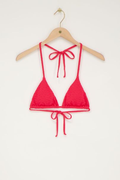Rode Bikini Top Triangel Met Bloemetjes Structuur My Jewellery