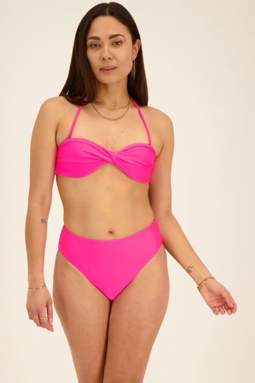 Shiny Neon Pink High Waisted Bikini Bottoms My Jewellery