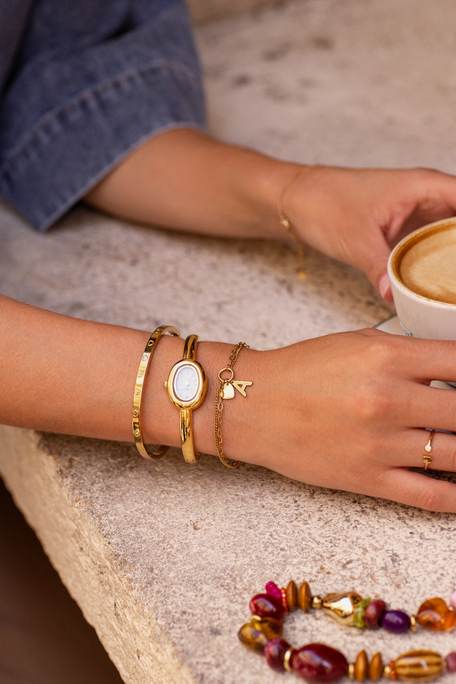 Initial double bracelet with heart | My Jewellery