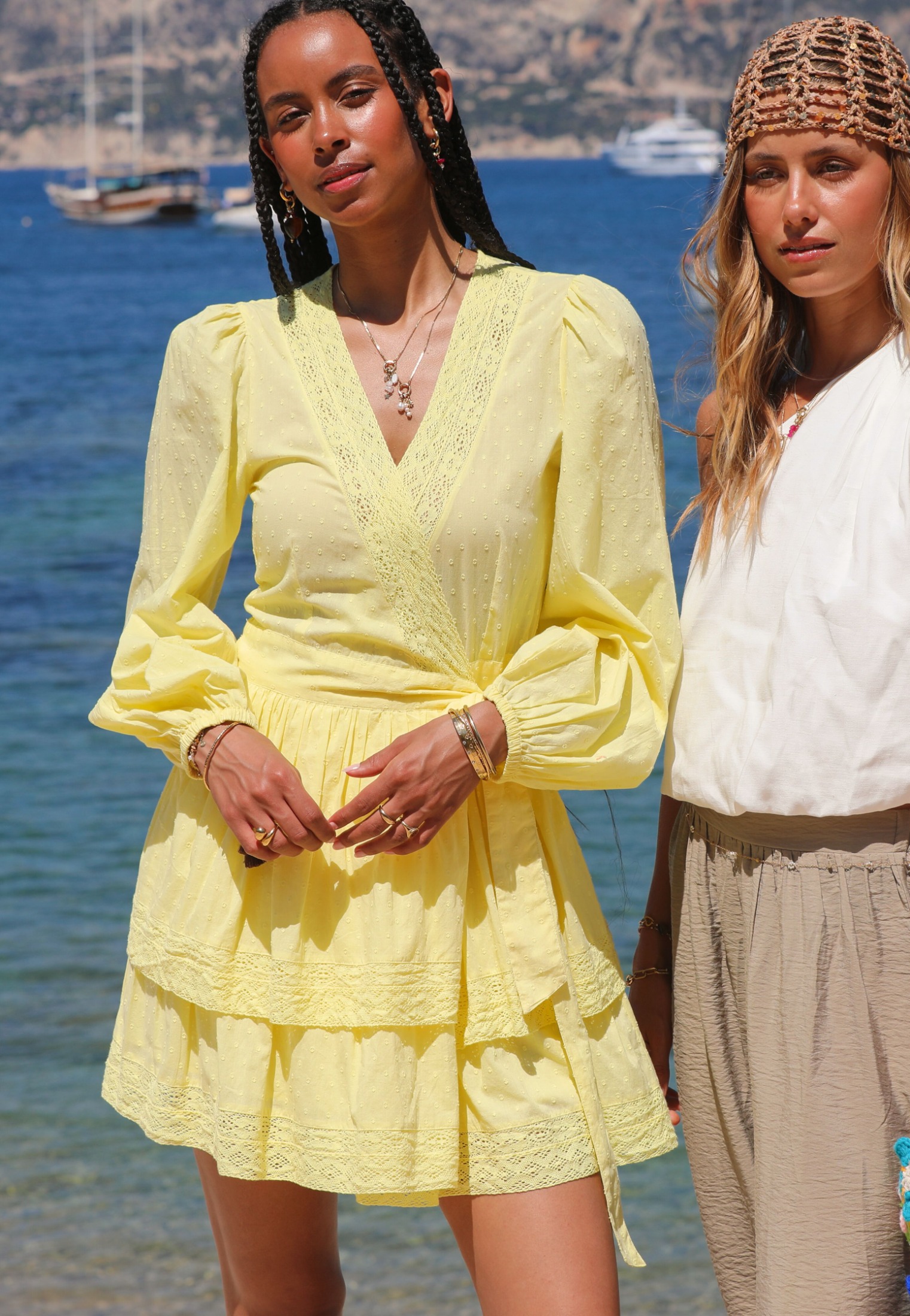 Yellow wrap dress with ruffles | My Jewellery