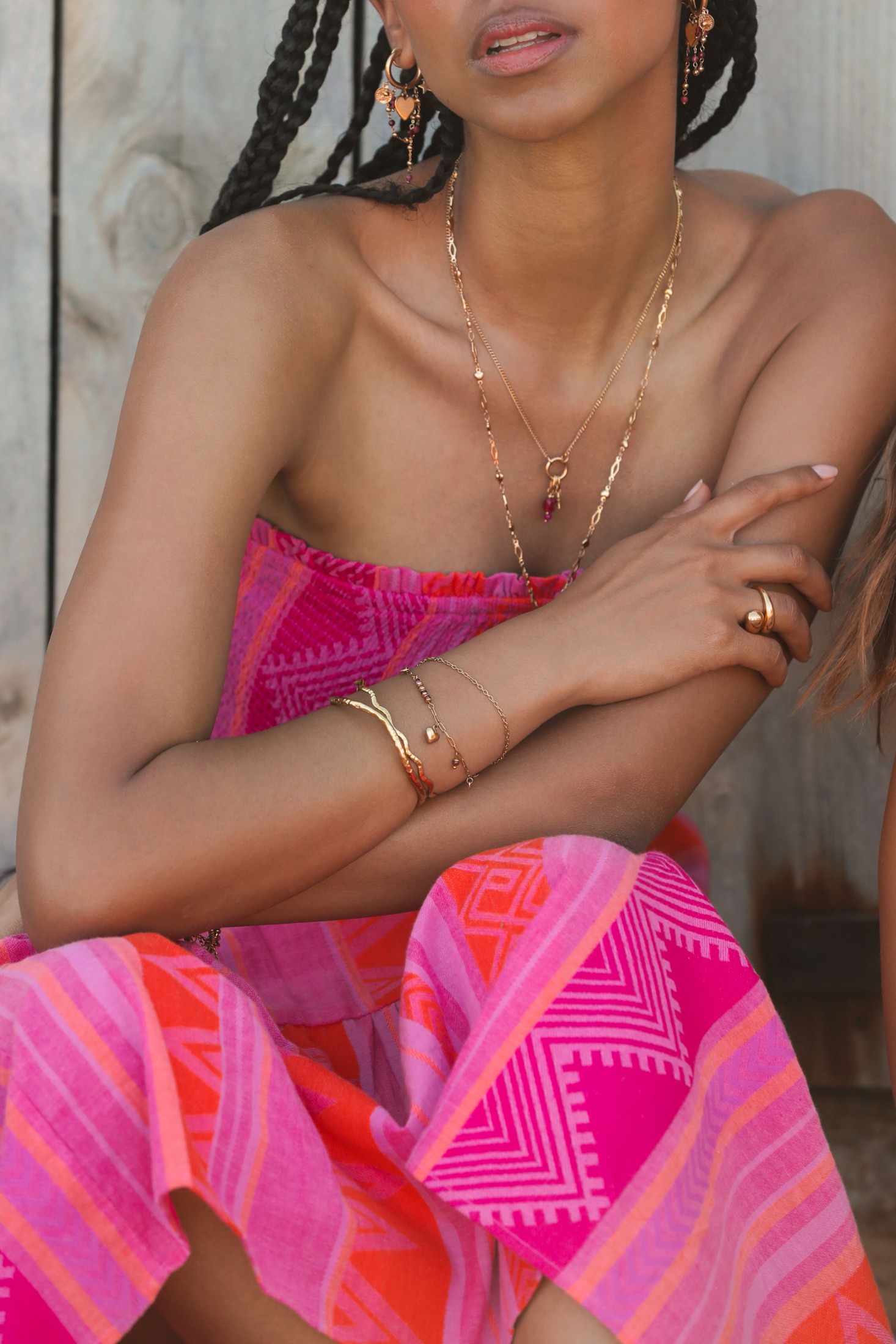 Sunrocks double bracelet with multicoloured beads and charms | My Jewellery