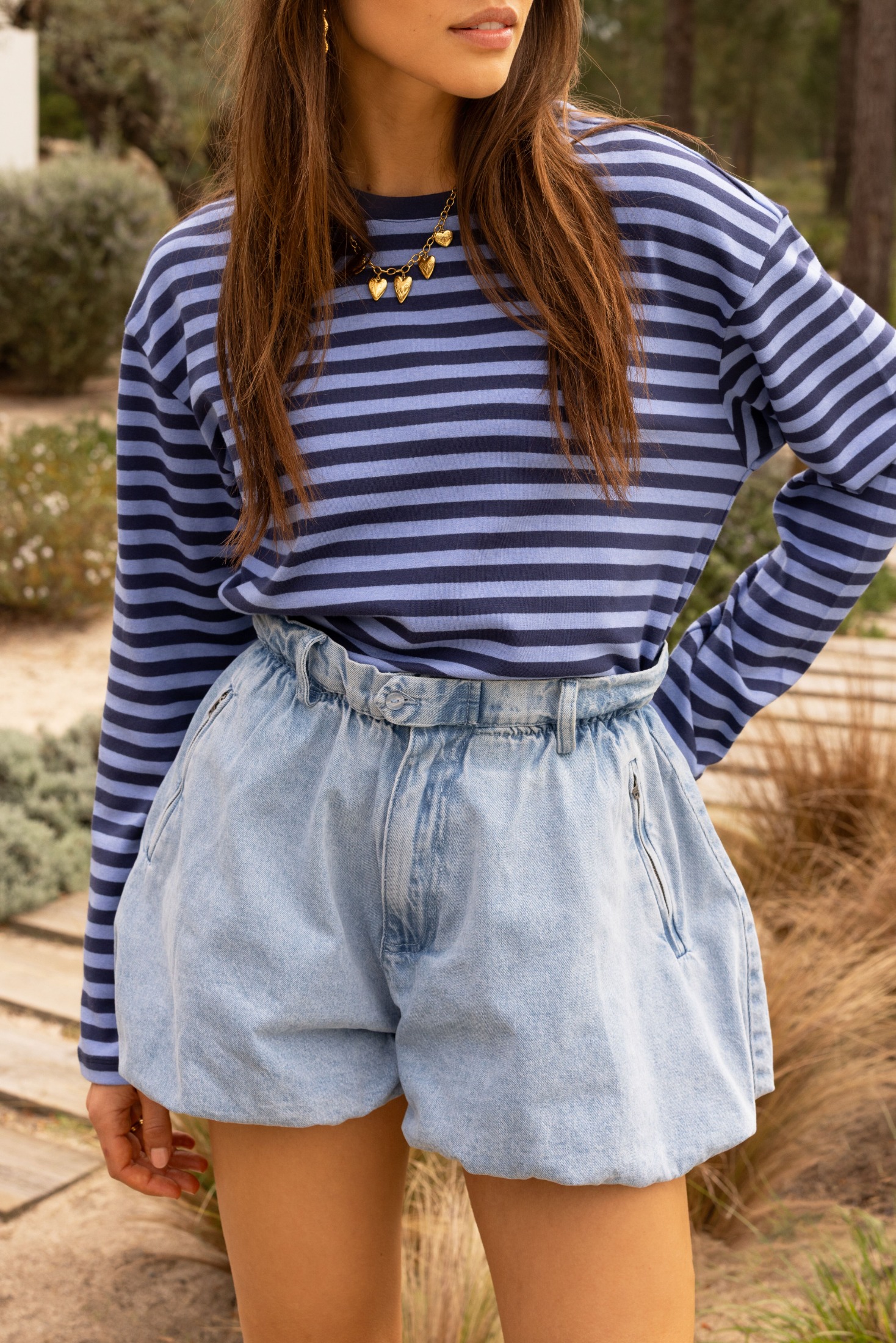 Blaue Denim-Ballon-Shorts 