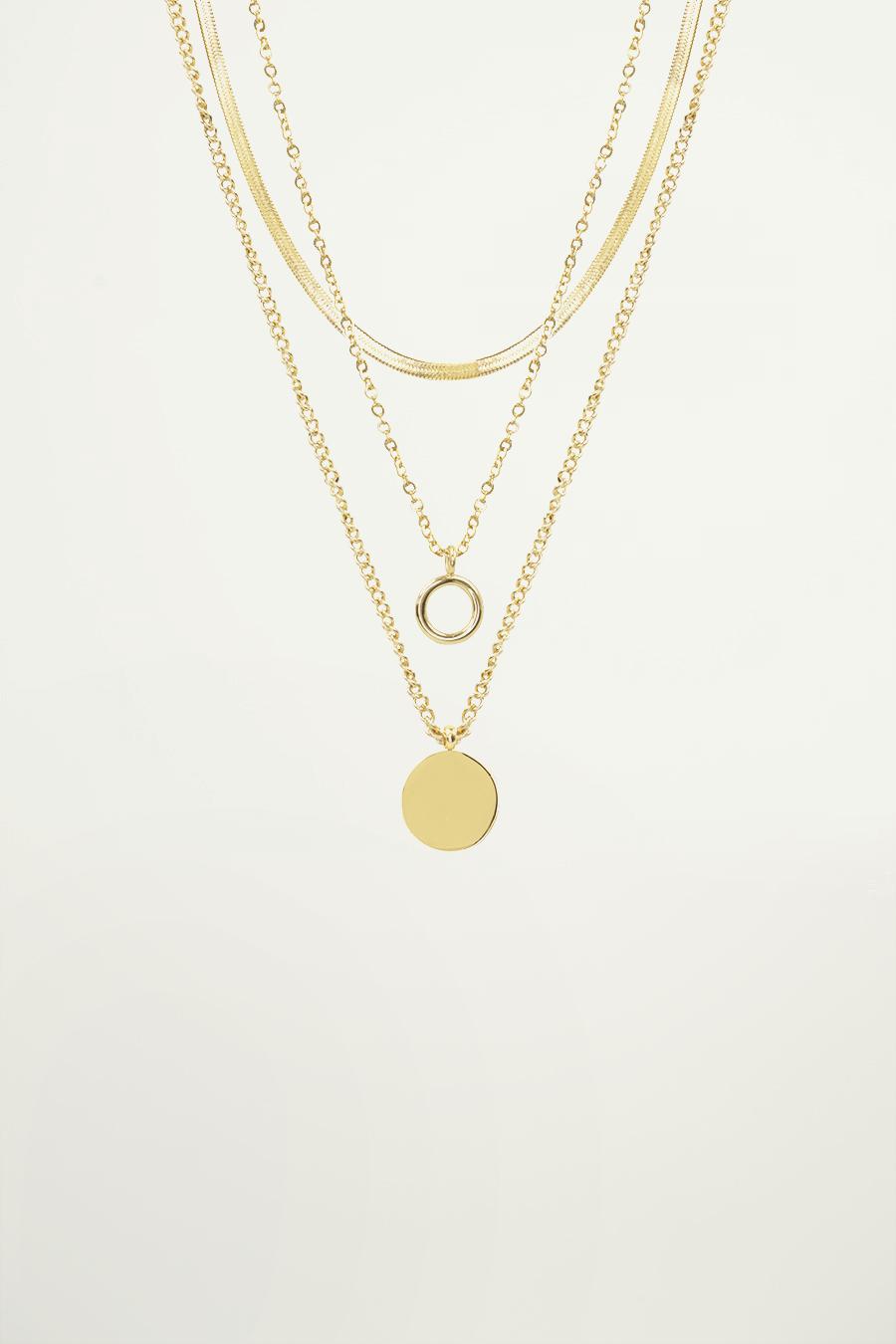 My Jewellery Driedubbele ketting met munt female Goud/Zilver one size