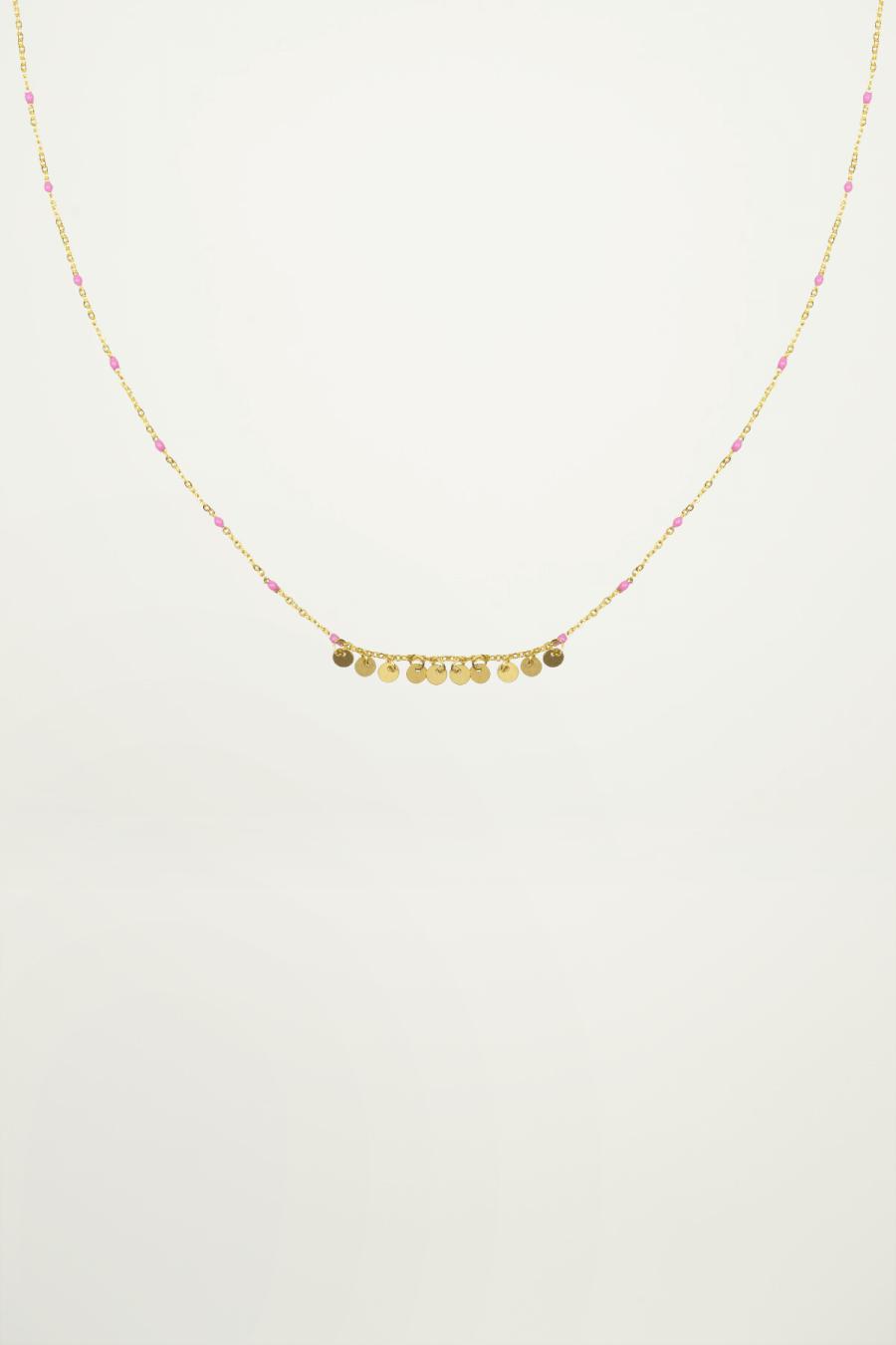 My Jewellery Roze ketting kralen kleine muntjes female Goud/Roze one size