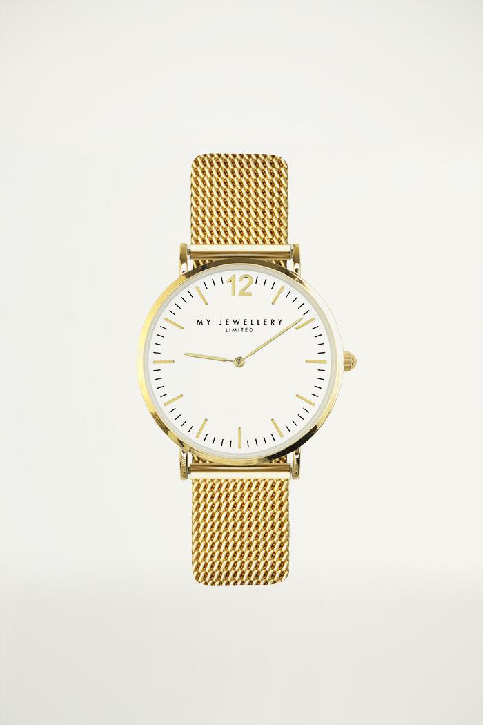 My Jewellery Medium Mesh Watch - White/Gold female Goud one size