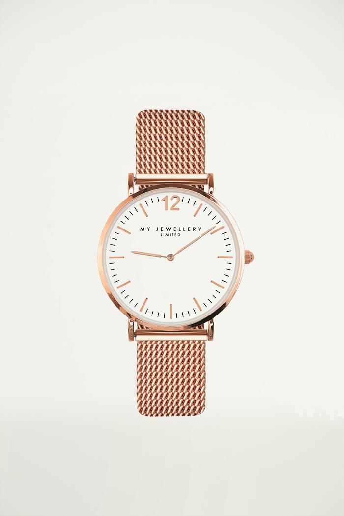 My Jewellery Medium Mesh Watch - White/Rose female Rose-goud one size