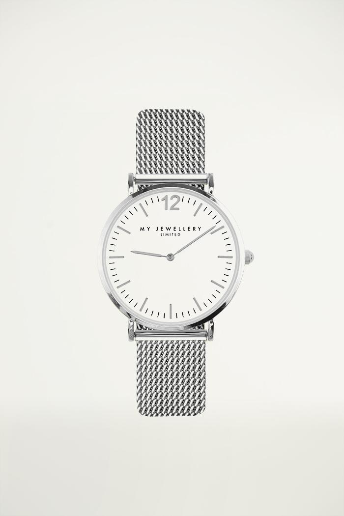My Jewellery Medium Mesh Watch - White/Silver female Zilver one size
