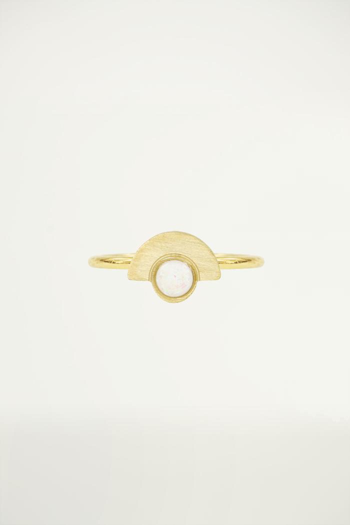 My Jewellery Pearl Stone&Plate Ring female Goud/Zilver Verstelbaar