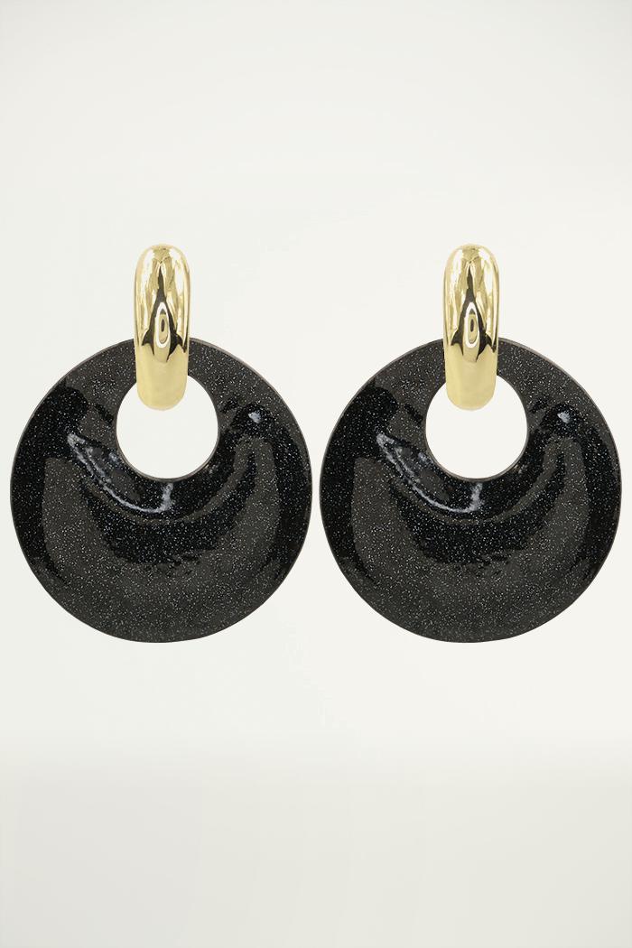 My Jewellery Black Hoop Earrings Glitter female Goud/Zwart one size