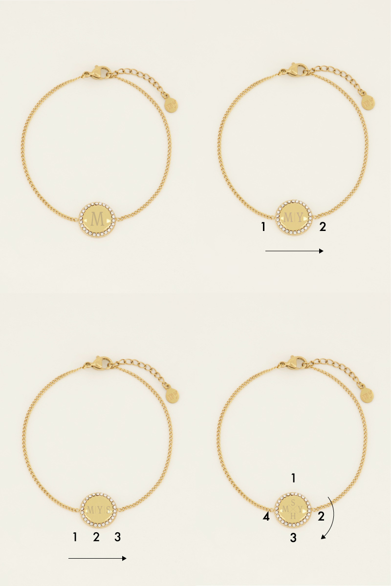 Atelier armband met ronde strass bedel | My Jewellery