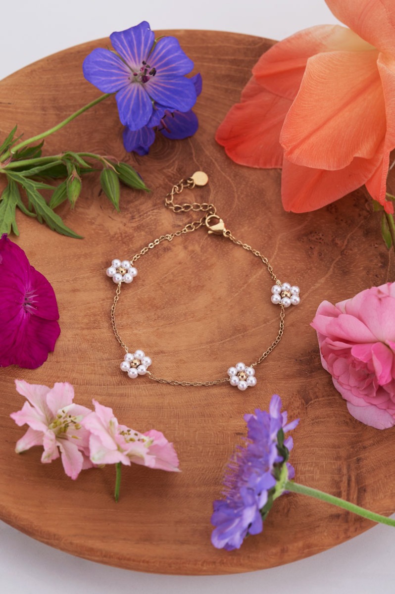 Armband met bloemen van parels | My Jewellery