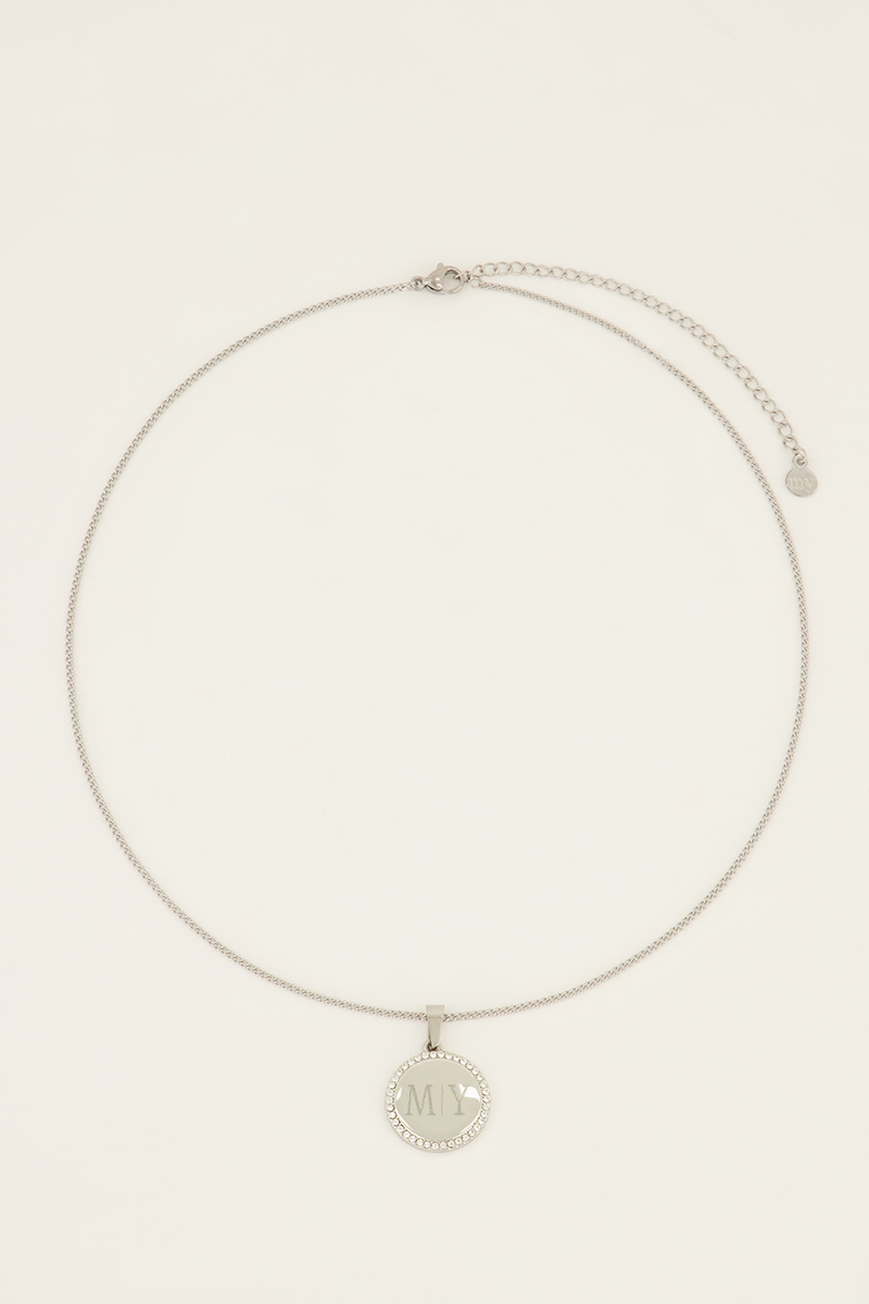 Atelier korte ketting met ronde strass bedel | My Jewellery