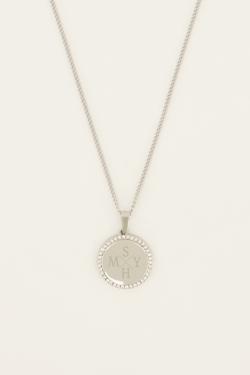 Atelier lange ketting met ronde strass bedel | My Jewellery