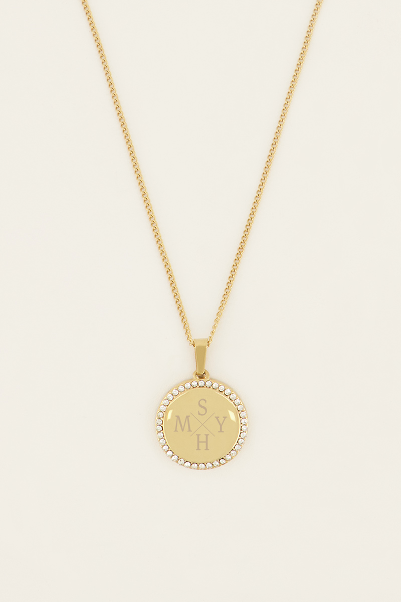 Atelier korte ketting met ronde strass bedel | My Jewellery
