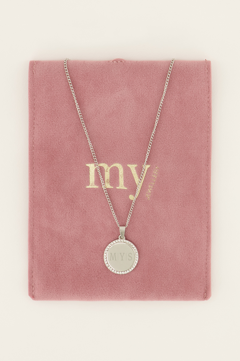 Atelier korte ketting met ronde strass bedel | My Jewellery