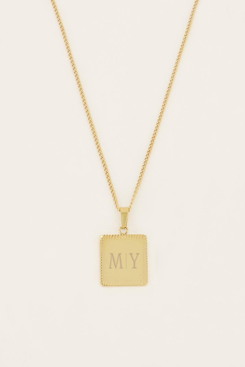 Atelier korte ketting met vierkante bedel
