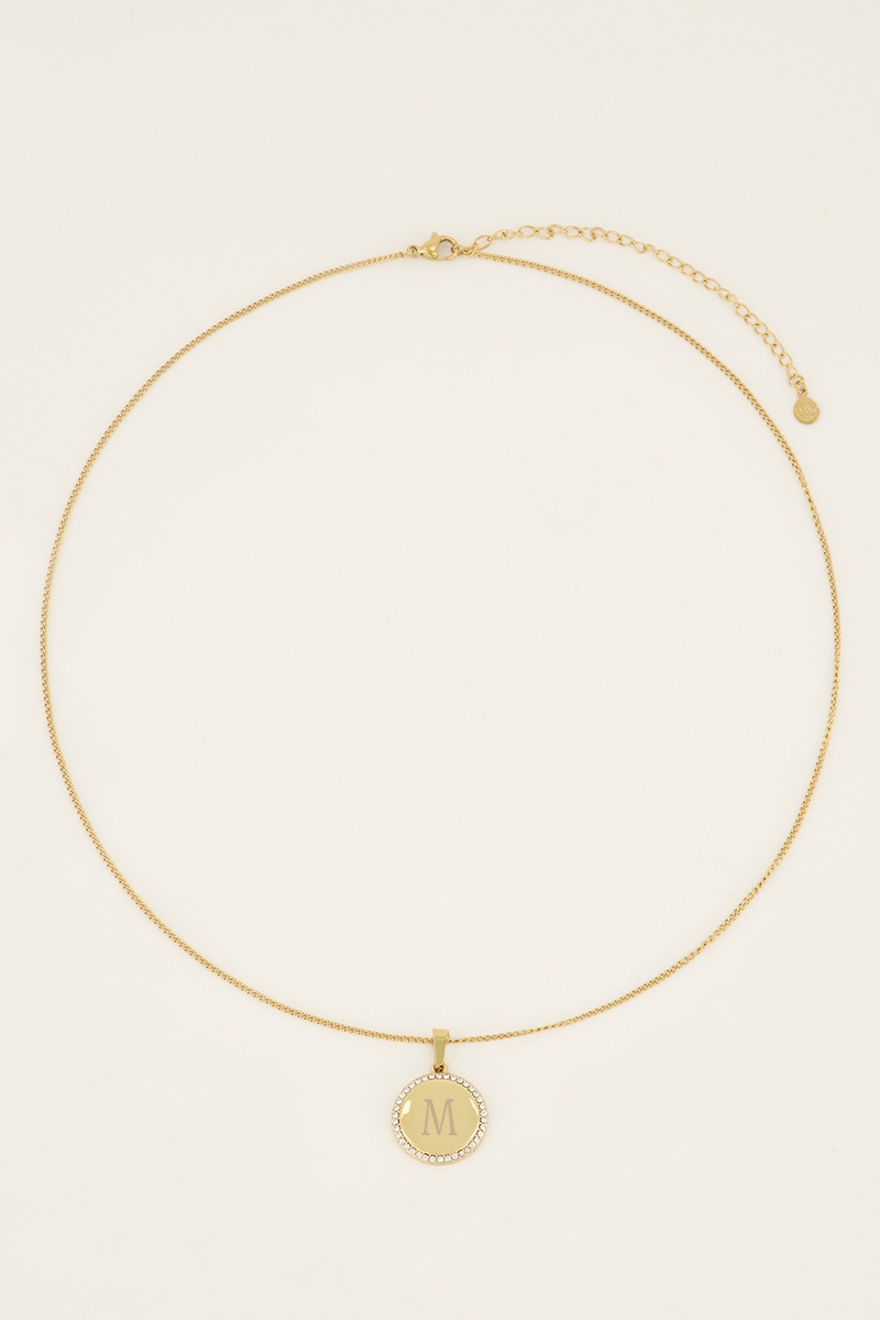 Atelier lange ketting met ronde strass bedel | My Jewellery