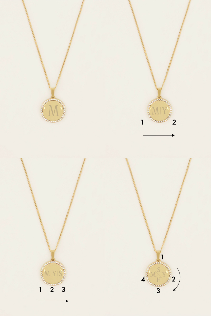 Atelier korte ketting met ronde strass bedel | My Jewellery