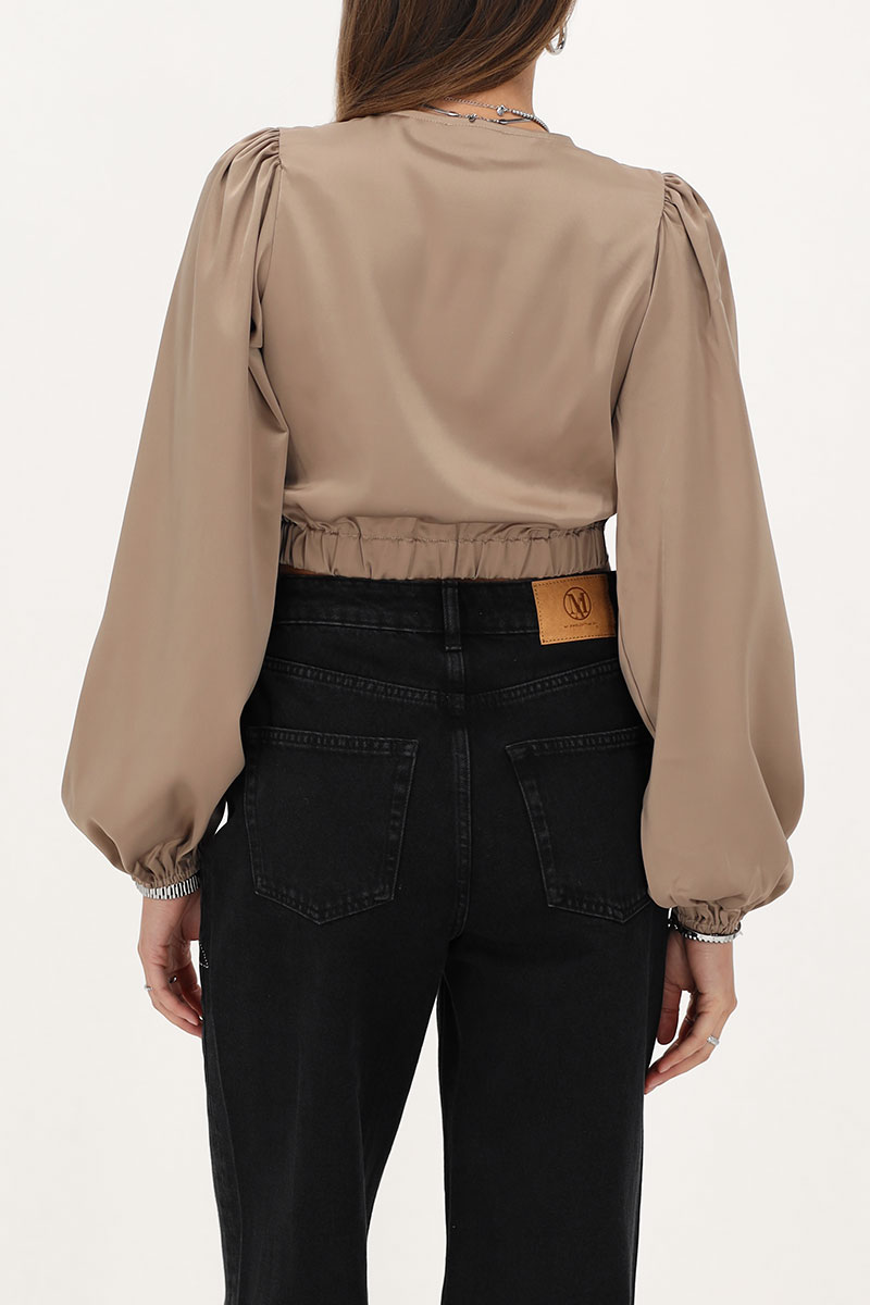 Beige satin top with knot | My Jewellery