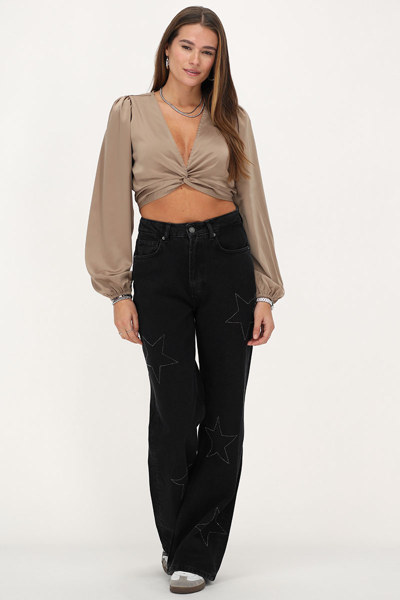 Beige satin top with knot | My Jewellery