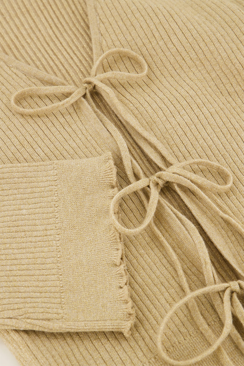 Beige cardigan with lurex & bows | My Jewellery