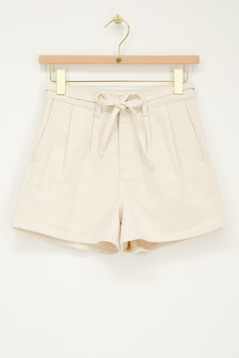 Beige denim shorts with tie cord | My Jewellery