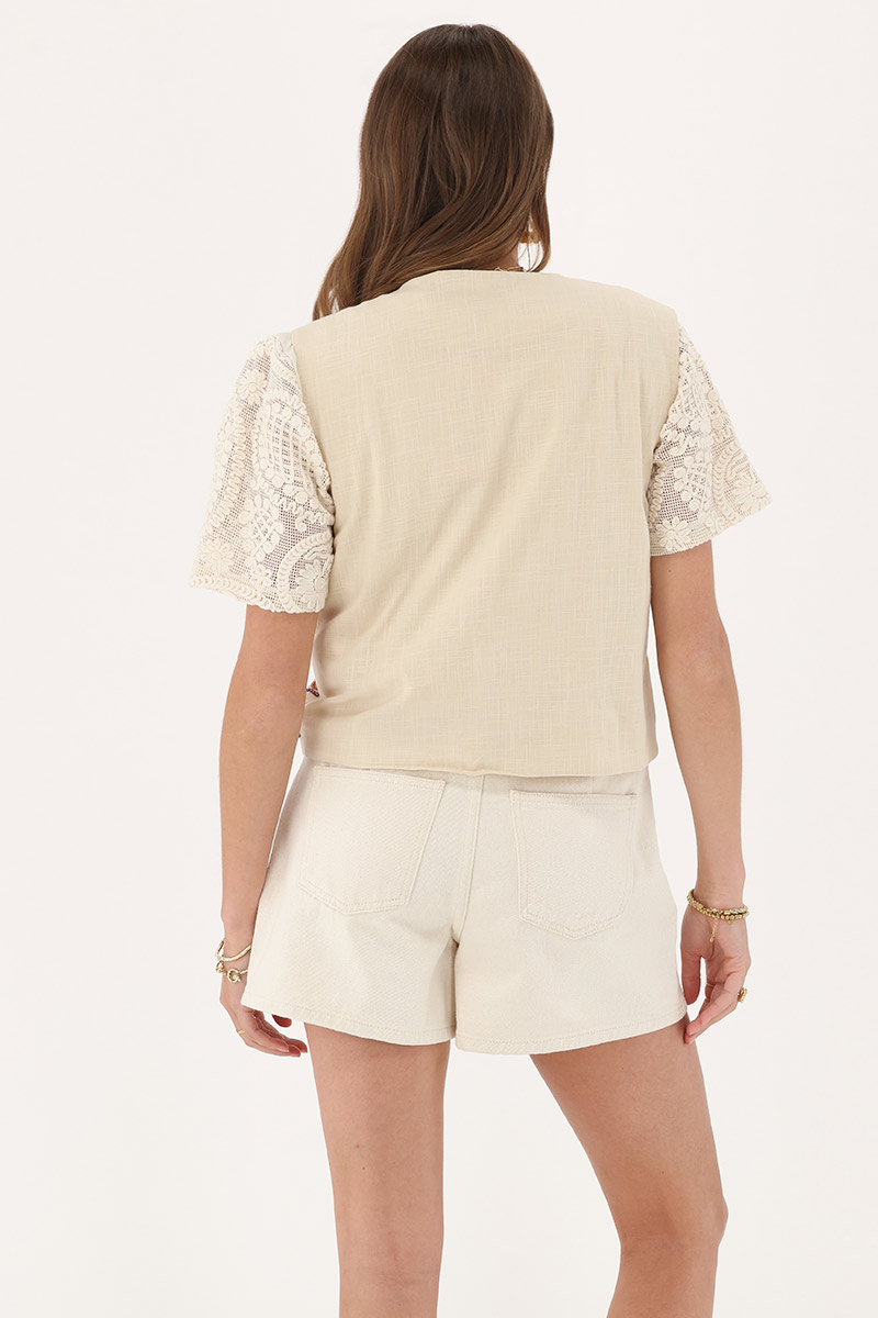 Beige vest with bows & beads | My Jewellery