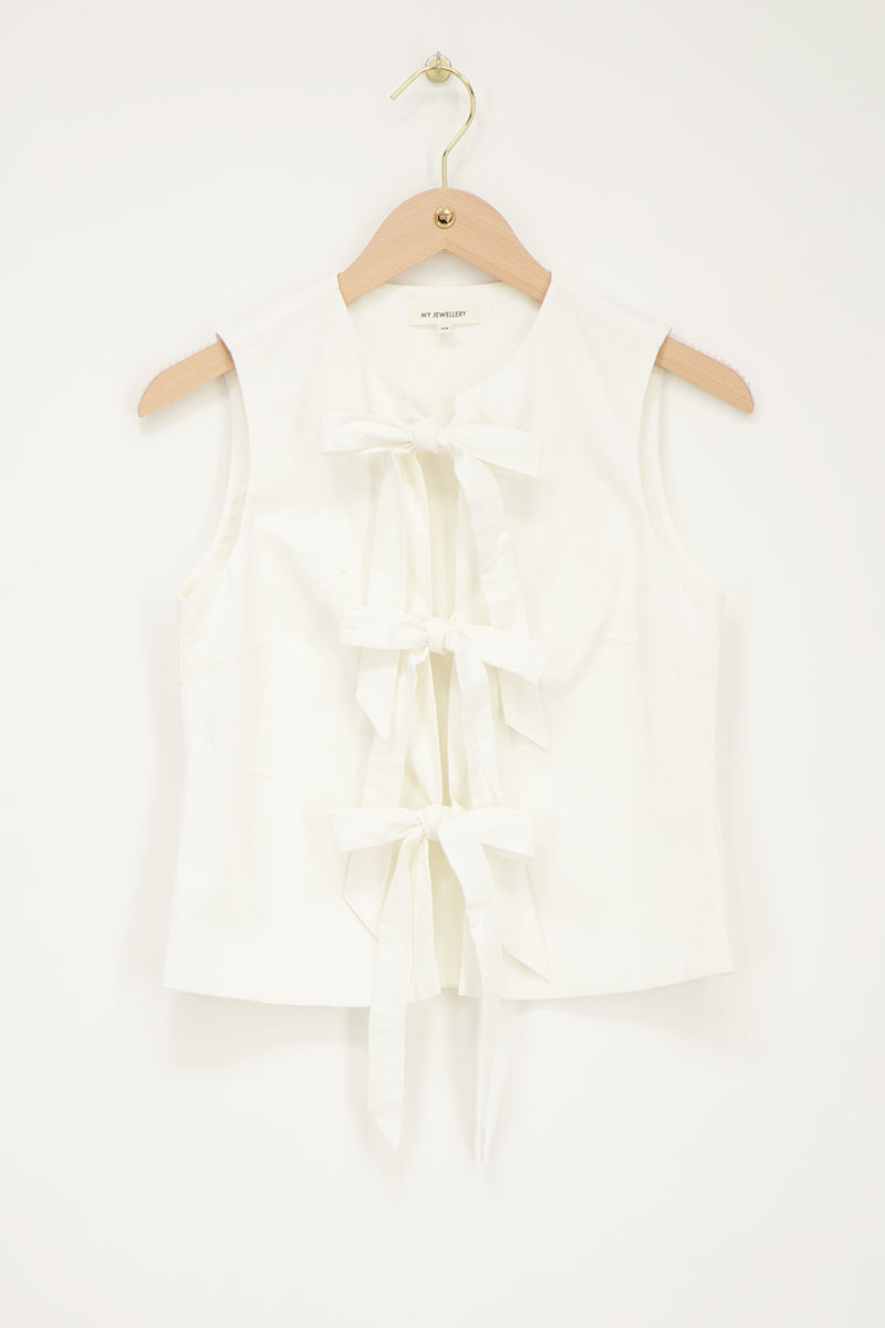 My jewellery Beige Gilet Met Grove Strikjes