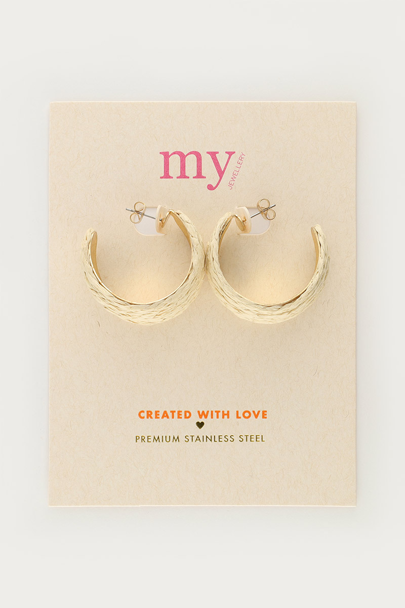 Wide earrings with beige raffia | My Jewellery