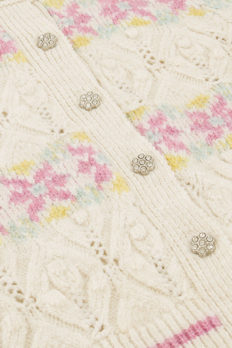 Beige jacquard cardigan with ajour  | My Jewellery