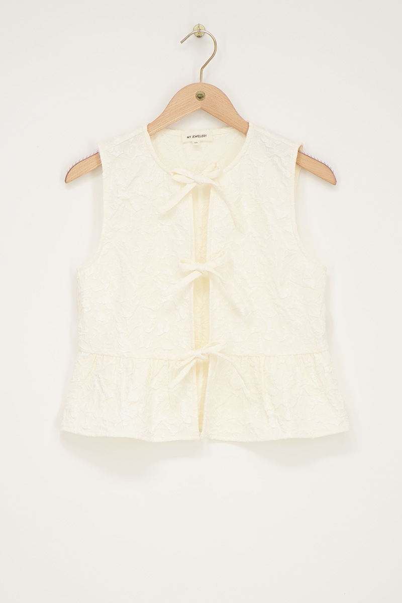Beige jacquard vest with bows | My Jewellery
