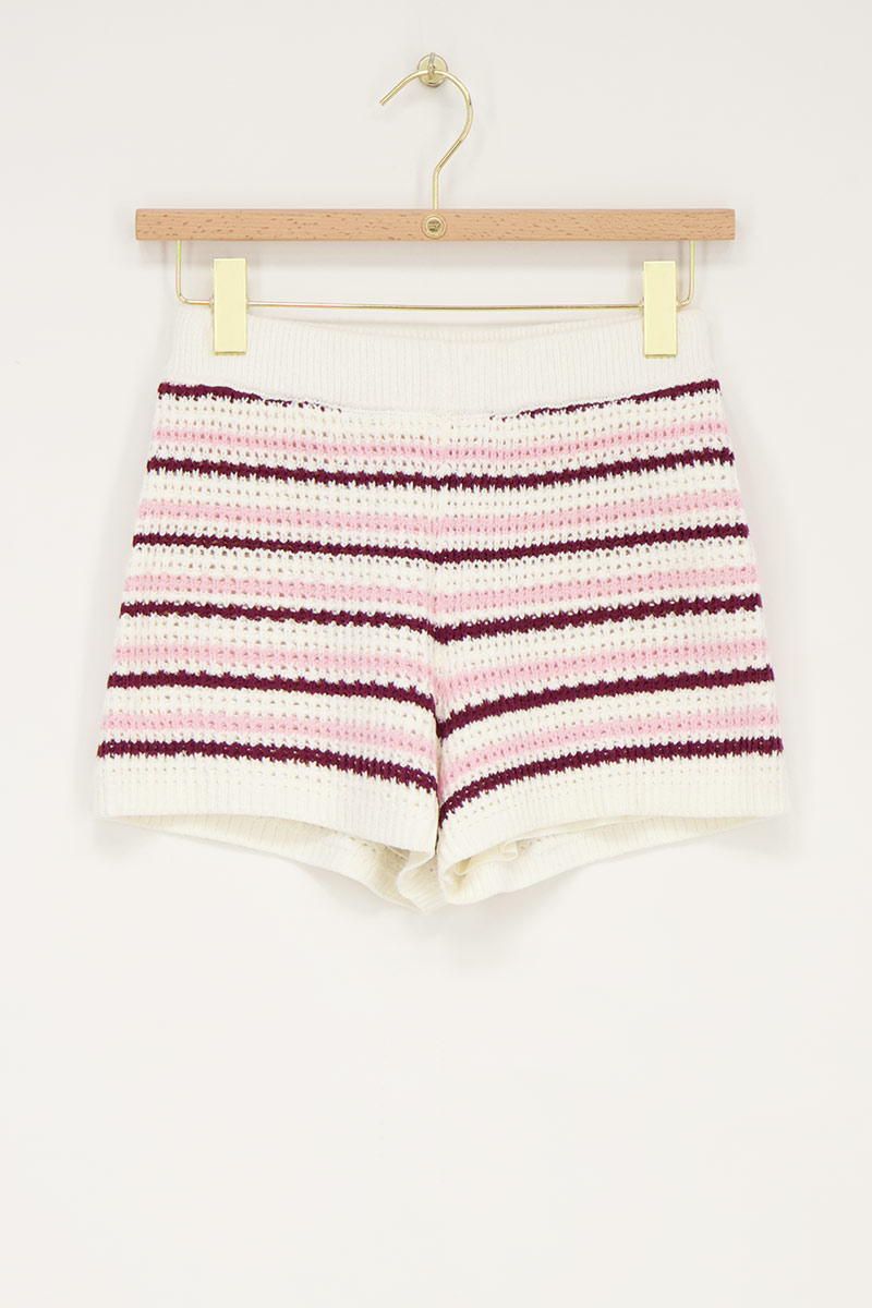 Beige knit shorts with stripes | My Jewellery