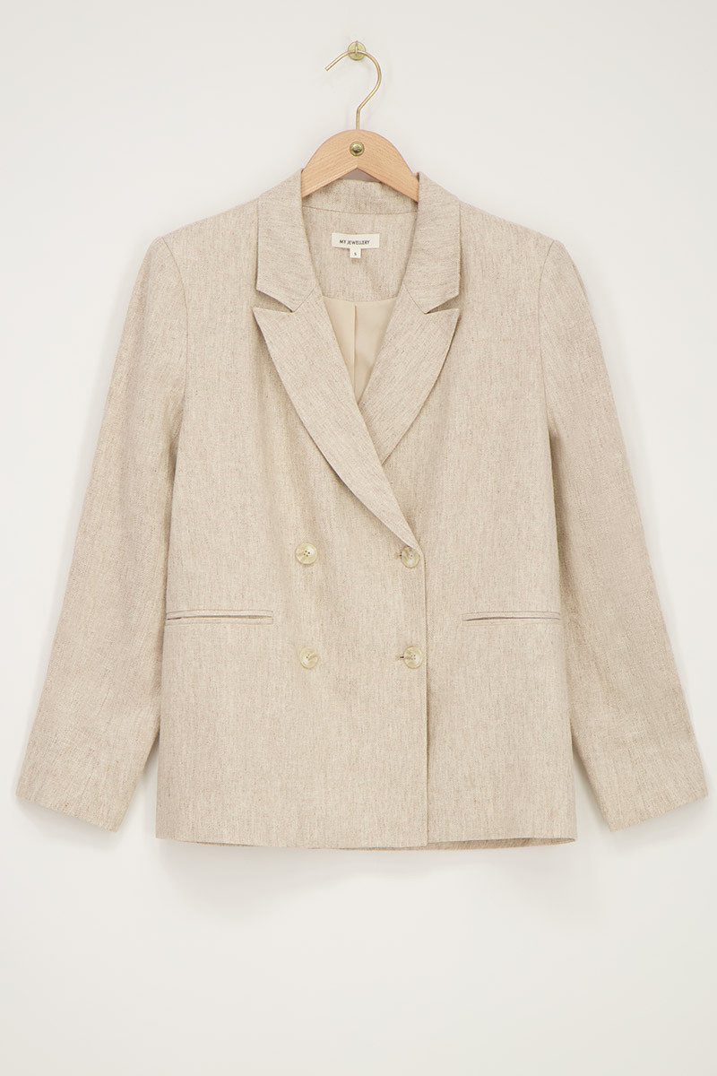 Blazer en lin à double boutonnage | - My jewellery - Modalova