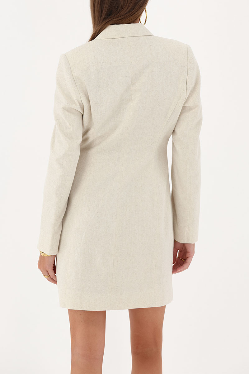 Beige linen look blazer dress | My Jewellery