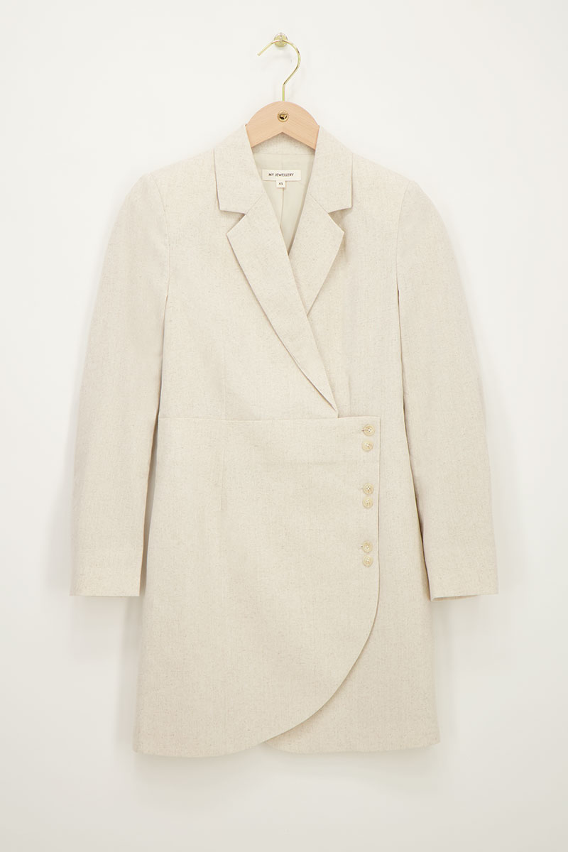 Beige linen look blazer dress | My Jewellery