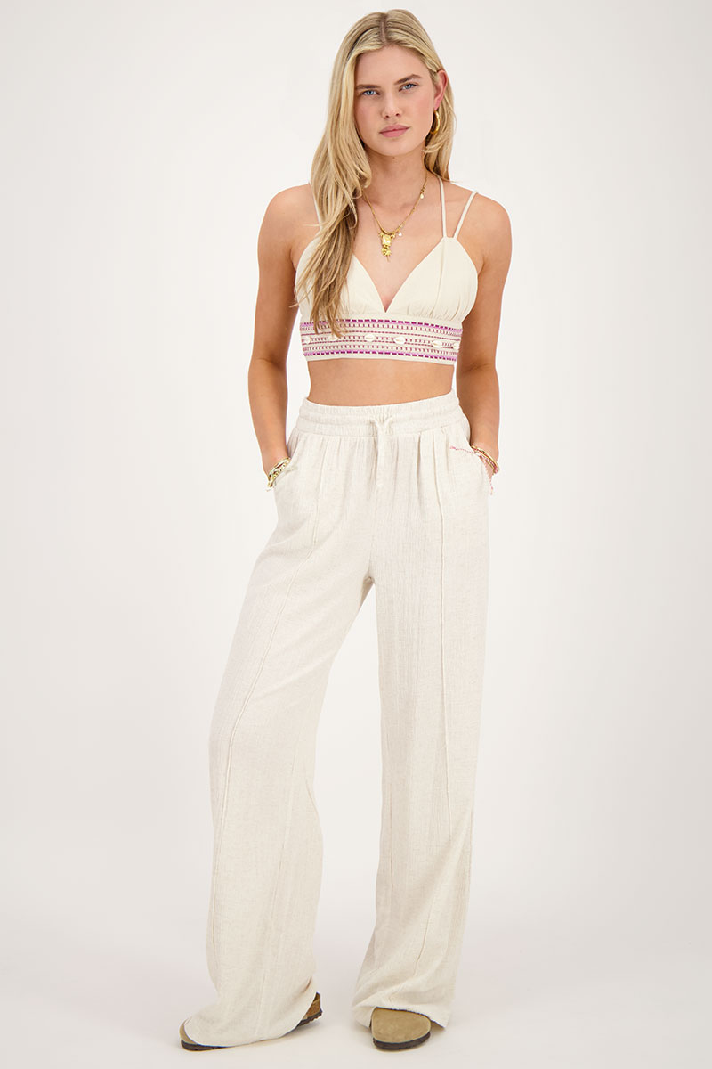 beige linen look bralette with seashells | My Jewellery