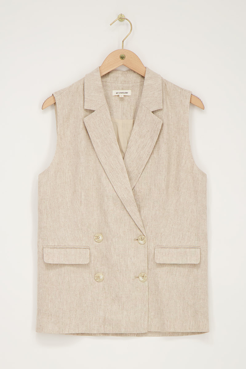 Veste sans manches en lin avec boutons | - My jewellery - Modalova