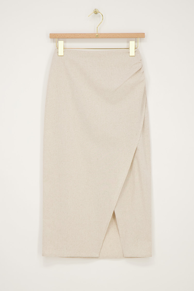 Beige linen midi skirt | My Jewellery