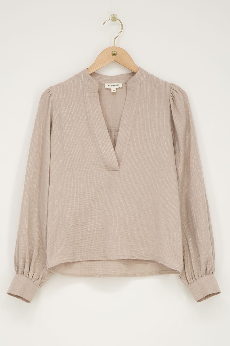 Beige muslin blouse with lurex | My Jewellery
