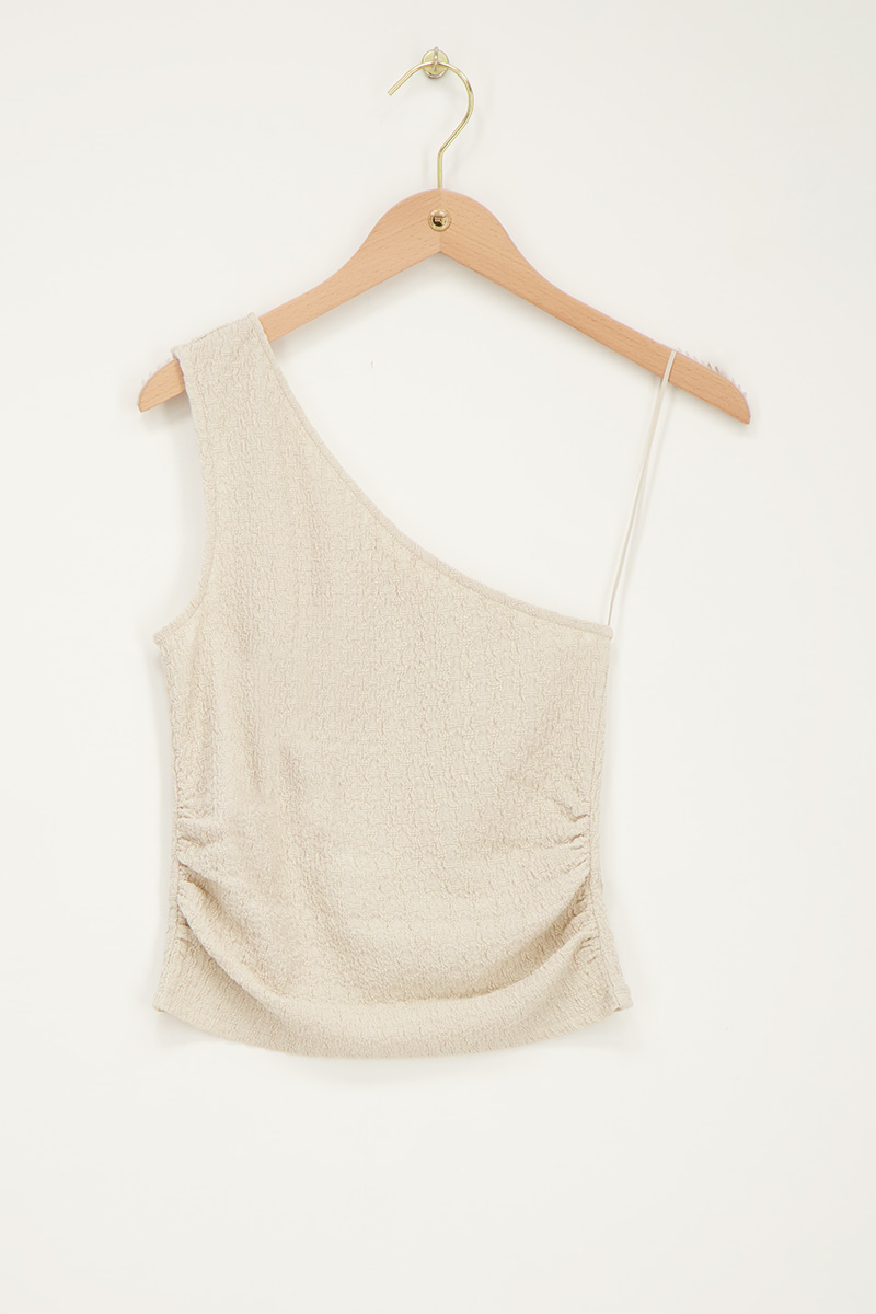 Beige one-shoulder top with structure | My Jewellery
