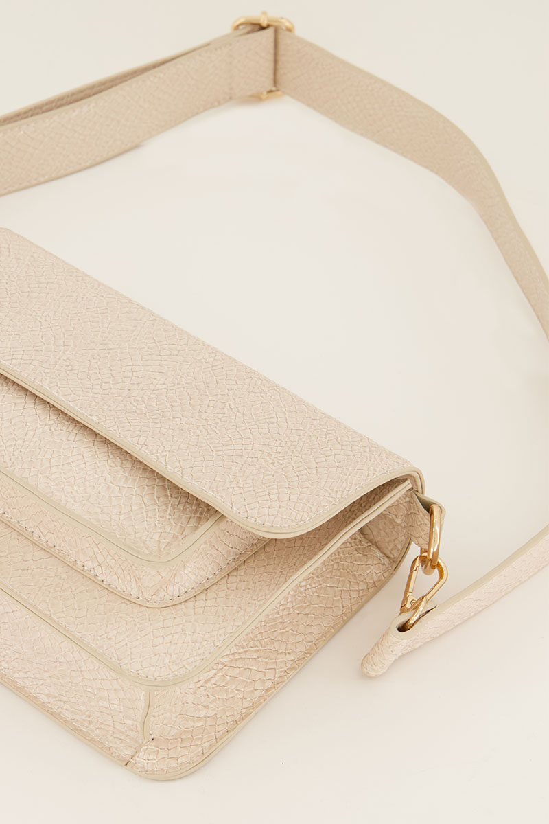 Beige schoudertas met croco design | My Jewellery