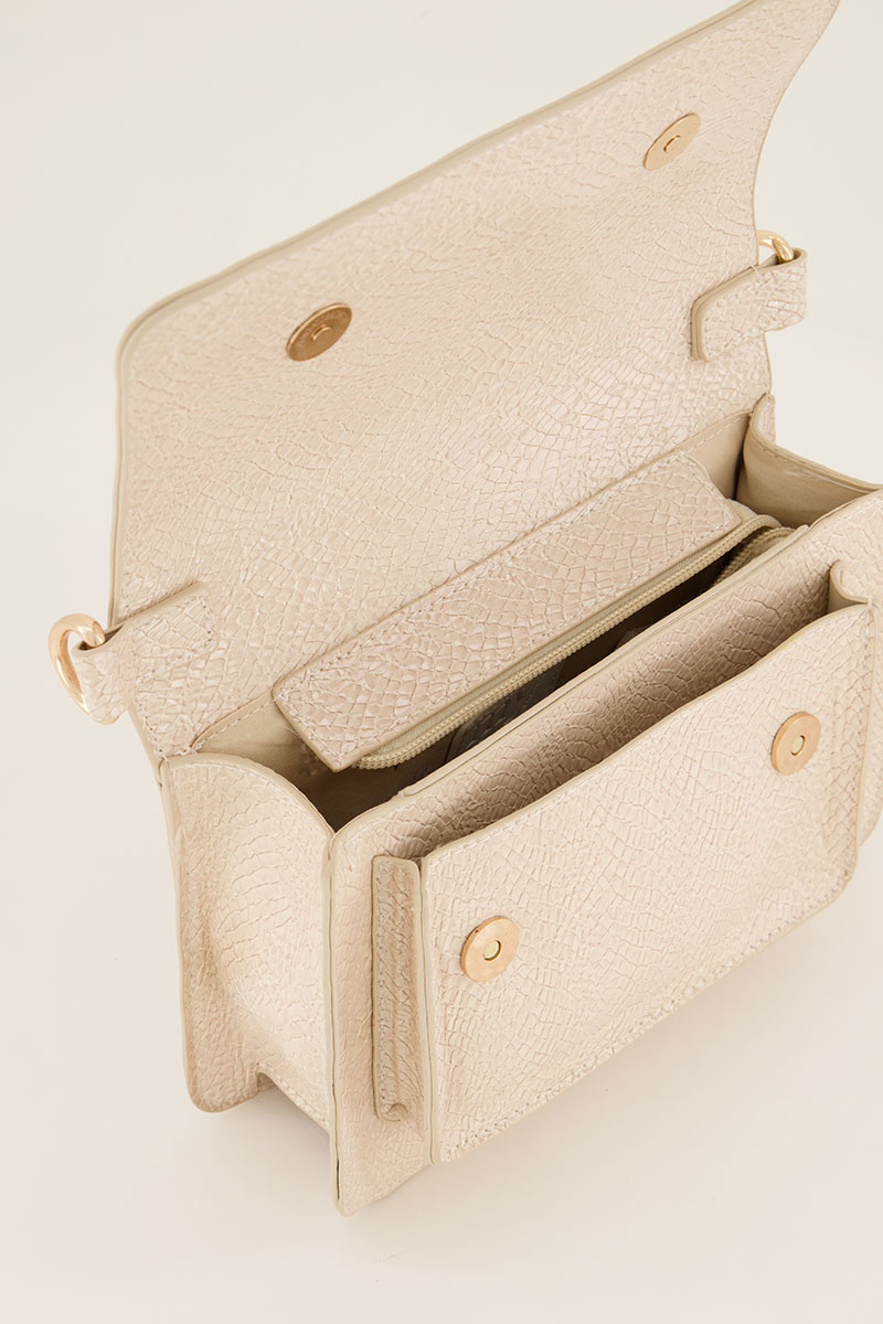 Beige schoudertas met croco design | My Jewellery