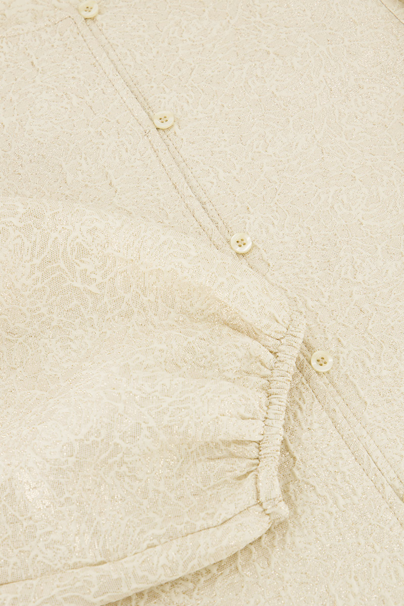 Beige shiny jacquard long sleeve top | My Jewellery