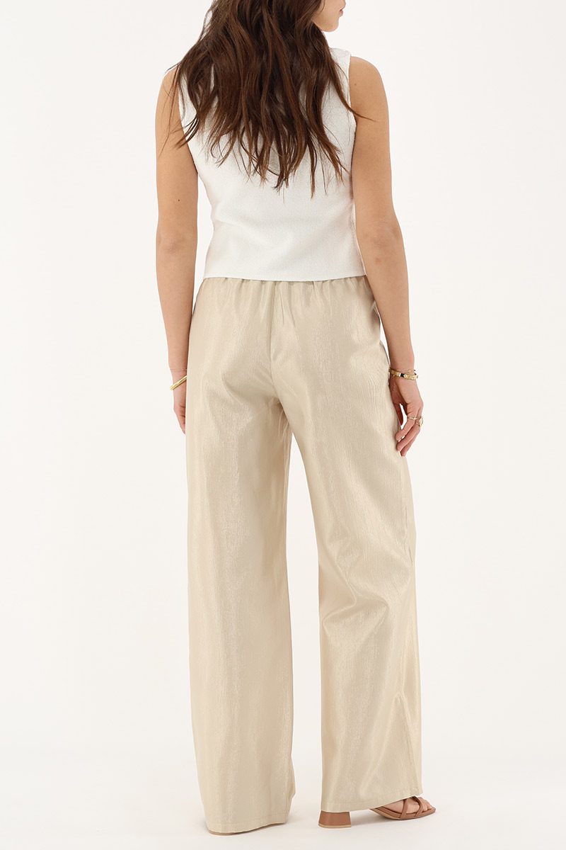 Beige shiny wide leg trousers | My Jewellery