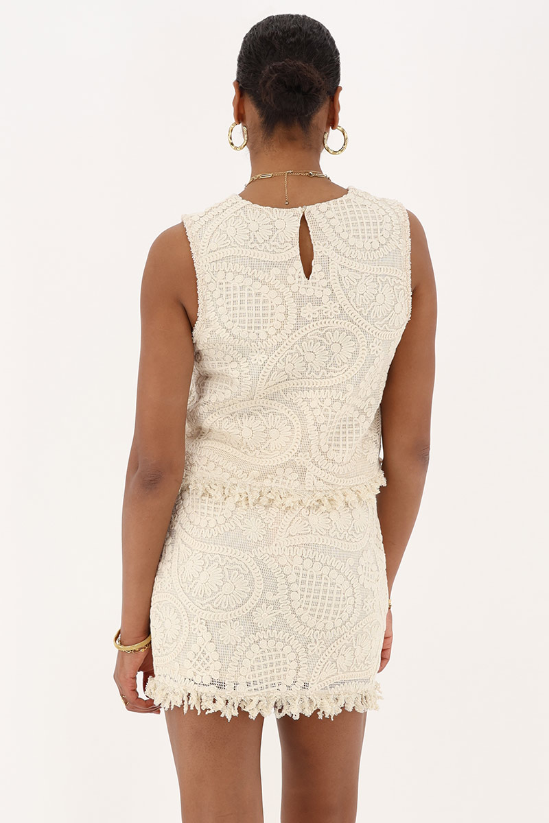 Beige mini skirt with embroidery | My Jewellery