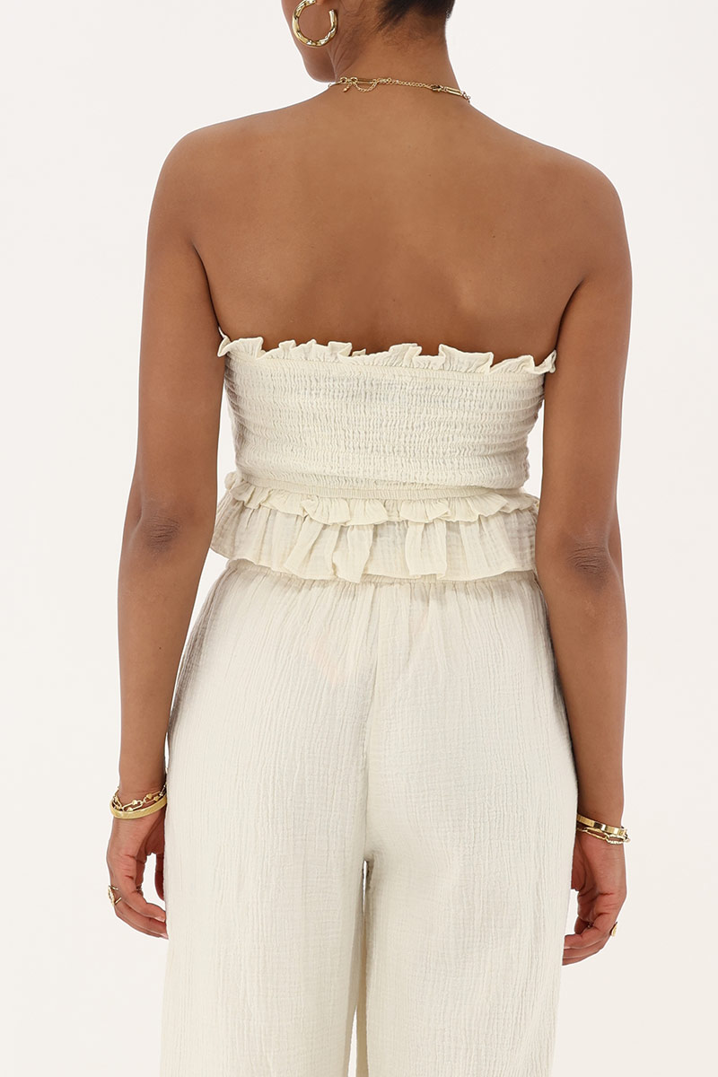 Beige strapless top with smock | My Jewellery