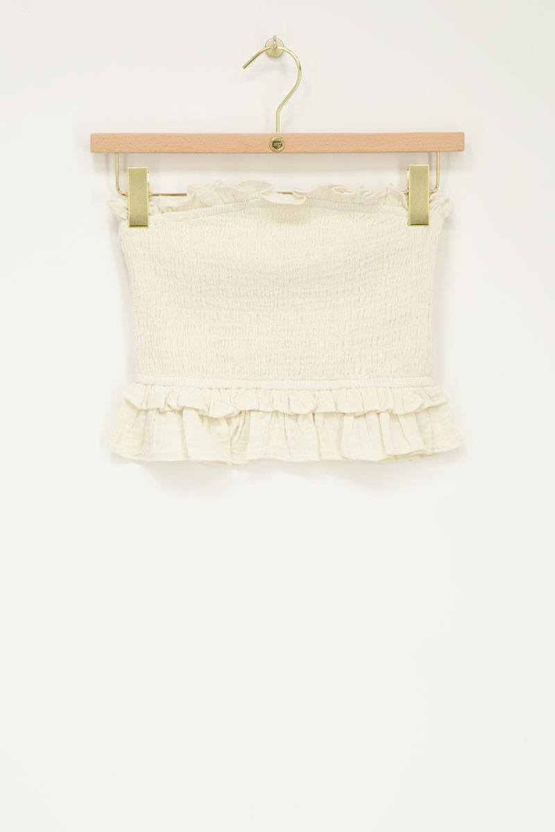 Beige strapless top with smock | My Jewellery