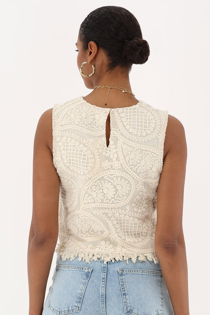 Beige top with embroidery | My Jewellery