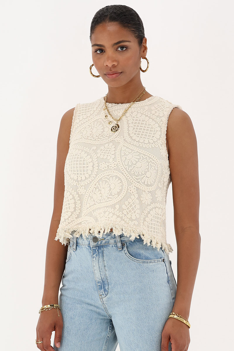 Beige top with embroidery | My Jewellery
