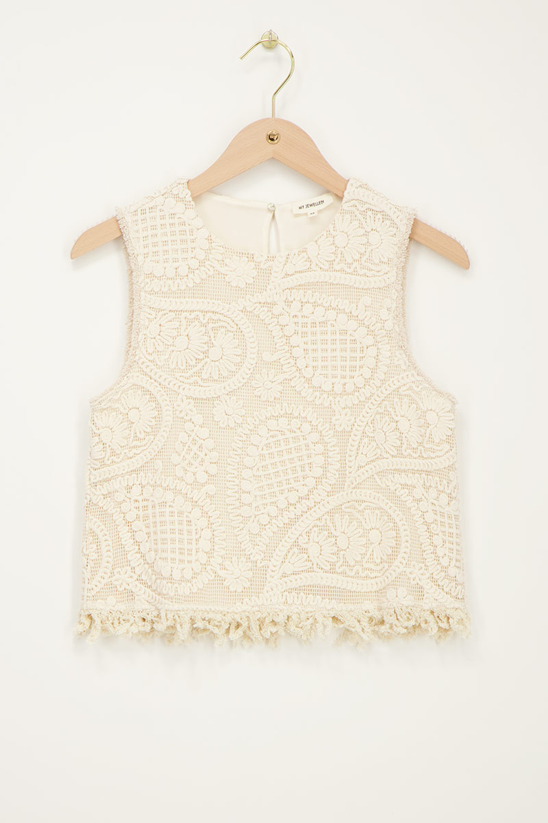 Beige top with embroidery | My Jewellery